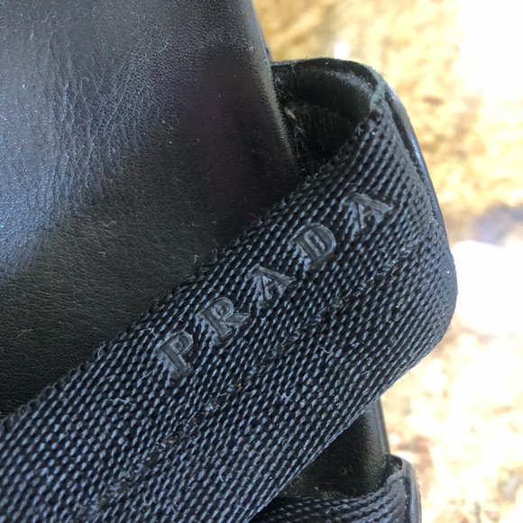 Rare Vintage Prada Black Leather & Canvas Sandals with Dust Bag - Picture 7 of 7